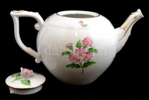 Herendi virág mintás hiányos teás készlet, kézzel festett, jelzett, hibátlan