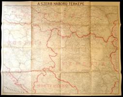 1915 A Szerb háború nagyméretű térképe. Magyar Földrajzi Intézet kiadása 122x95 cm