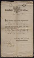 1820 Prága, német nyelvű hivatali engedély Emanuel Winternitz részére bélyegnyomott papír árusításáról, szignettával