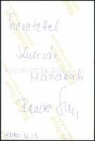Bencze Ilona (1947-) színésznő aláírása az őt ábrázoló kép hátoldalán