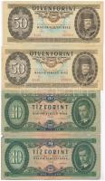 1969. 10Ft (2x) + 1986. 50Ft (5x) közte 2db sorszámkövető T:III,III- közte szép papír is