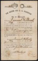 1847 Prága, adóhivatali igazolás zsidó személy részére, 2 db szignettával, papírfelzetes viaszpecséttel