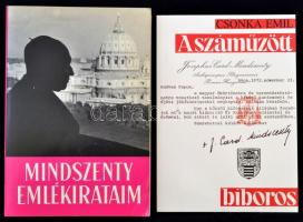 2 db könyv Mindszenty Józsefről: Mindszenty József: Emlékirataim. Bp., 1989, Apostoli Szentszék Könyvkiadója. Negyedik kiadás. Kiadói papírkötés.  Csonka Emil: A száműzött bíboros. Szekszárd, 1993, Babits. Kiadói papírkötés.