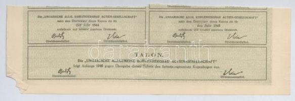 Budapest 1926. "Magyar Általános Kőszénbánya Részvénytársulat" részvénye 200P-ről, szelvén...