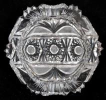 Üveg tétel : Bohemia ólomkristály gyertyatartó (párban), bonbonier (apró csorbával), ólomkristály ha...