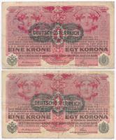 1916. 1K (5x) mindegyik "Deutschösterreich" felülbélyegzéssel T:III,III-