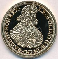 DN A legértékesebb magyar érmék - I. Lipót tízszeres aranydukátjának replikája aranyozott Cu emlékérem, tanúsítvánnyal (40mm) T:PP