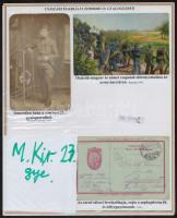 1917 A zombori 23. cs. és kir. gyalogezred története- Gyűjtemény kezdemény 5 db érdekes eredeti fotóval és levelezőlappal, szöveggel, két tablón.