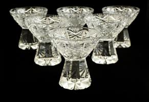 Ólomkristály likőrős poharak (6 db), csiszolt, hibátlan, m:6 cm (6×)