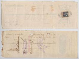 Jászberény / Kiskunhalas 1900-1935. 6db részben illetve egészen kitöltött váltó, bélyegekkel és bély...