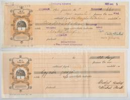 Jászberény / Kiskunhalas 1900-1935. 6db részben illetve egészen kitöltött váltó, bélyegekkel és bély...