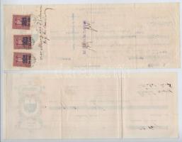 Jászberény / Kiskunhalas 1900-1935. 6db részben illetve egészen kitöltött váltó, bélyegekkel és bély...