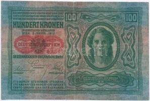 1912. 100K piros Deutschösterreich felülbélyegzéssel T:III