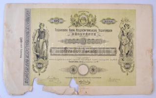 3db-os rossz állapotú részvény tétel, benne: Tiszafüred 1910. "Tiszavidéki Bank Részvénytársasá...