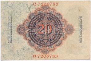 Német Birodalom 1914. 20M T:III
German Empire 1914. 20 Mark C:F