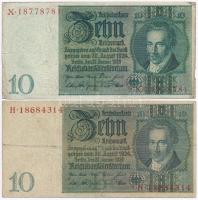 Németország / Weimari Köztársaság 1929. 10M (2x) T:III Germany / Weimar Republic 1929. 10 Mark (2x) C:F