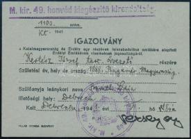 1940. "Erdélyi részek felszabadulásának emlékére" cink emlékérem mellszalaggal. Szign.:BER...