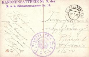 22 db régi K.u.K. katonai motívumlap, közte 2 fotóval, sok lap hátoldalán Tábori Tarackosezred Paran...