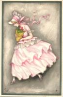 4 db régi Primus Pastella művészi képeslap / 4 pre-1945 Primus Pastella art postcards, Wohlgemuth &a...