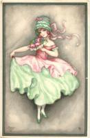 4 db régi Primus Pastella művészi képeslap / 4 pre-1945 Primus Pastella art postcards, Wohlgemuth &a...