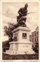 17 db régi városképes lap országzászlóval, Hősök szobrával, emlékmű / 17 pre-1945 town-view postcard...