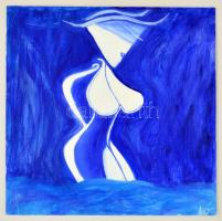 Olvashatatlan jelzéssel: Kék nő, olaj, farost, 40×40 cm