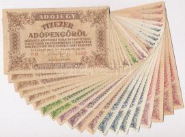 1946. 20db-os vegyes magyar adópengő bankjegy tétel, közte fordított címeres T:III,III-