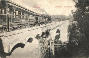 Pozsony, Pressburg, Bratislava; Vörös vasúti híd, gőzmozdony. Kaufmann kiadása / Rote Brücke / railway bridge, locomotive (EK)