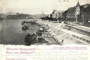 1899 Budapest V. Ferenc József rakpart, Királyi várpalota. Schmidt Edgar kiadása (kis szakadás / small tear)