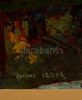 Armand Lacour (1910-1970) : Ipari táj. Olaj, karton, jelzett, keretben, 28×39 cm