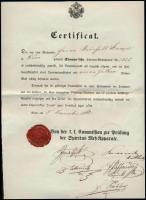 cca 1862 Buda, 2 db német nyelvű engedély bécsi kereskedő részére, viaszpecsétekkel