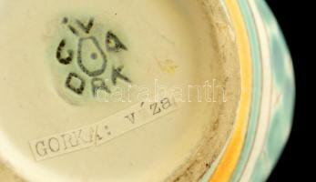 Iparművészi Vállalatos Gorka váza, mázas kerámia, jelzett, hibátlan,m: 16 cm