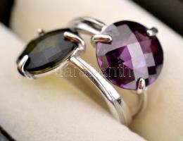 100 db-os ezüst ( Ag.) gyűrű gyűjtemény, különféle ásványokkal és szintetikus kövekkel, több jelzett...