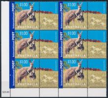 Greeting Stamps corner block of 6, Üdvözlőbélyeg ívsarki 6-os tömbben