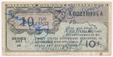 Amerikai Egyesült Államok / Katonai kiadás 1946. 10c T:III rajta több aláírás USA / Military Payment Certificate 1946. 10 Cents C:F with several signatures