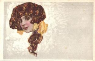 Lady, Italian art deco postcard. Anna & Gasparini 465-3. s: T. Corbella