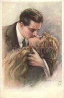 Lady and man kissing, Italian art deco postcard. Anna & Gasparini 334-1. s: T. Corbella (EK)