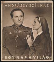 cca 1943 Andrássy Színház: Egy nap a világ c. darab két levehető képeslapot is tartalmazó reklámja. 10 p