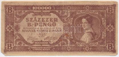 1946. 100.000BP propaganda bankjegy, hátoldalán Szavazz az MDP vezette Népfrontra! T:III kis szakadás