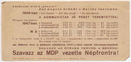 1946. 100.000BP propaganda "bankjegy", hátoldalán "Szavazz az MDP vezette Népfrontra!...