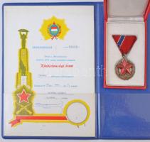 1987. Közbiztonsági Érem bronz fokozata a karhatalom tagjai részére mellszalaggal + adományozói okirat T:2