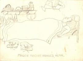 2 db rajzolt második világháborús tábori posta képeslap, Erdély / 2 WWII graphic field posts, Transy...