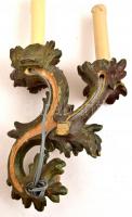 Két karú falikar párban ( 2 db), festett faragott fa, bekötve, 36×17 cm (2×)