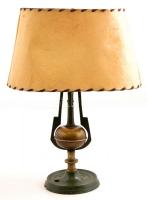 Asztali réz lámpa burával, vezeték nélkül, m: 32 cm