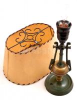 Asztali réz lámpa burával, vezeték nélkül, m: 32 cm