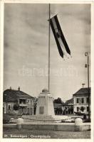 Szászrégen, Reghin; Országzászló, Wermescher E. és Móritz Elemér üzlete / Hungarian flag, shops