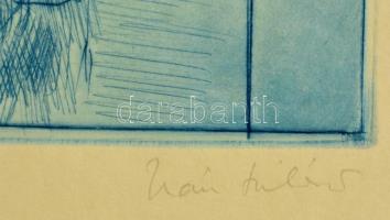 Iván Szilárd (1912-1988): Nemzedékek. Színes rézkarc, papír, jelzett, 28×18 cm