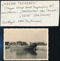 cca 1935 A Magyar Tengerész tengerjáró hajó. A magyar Orient Vonal Tengerhajózási Rt. hajója. horgonyláncon 6x9 cm.