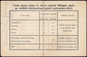 1934 Budapesti lakos számára kiállított halászjegy 5 P okmánybélyeggel / fishing ticket