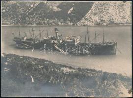 cca 1916 Az SS: Harcos magyar hadihajó Kotornál. Eredeti fotó 10x8 cm